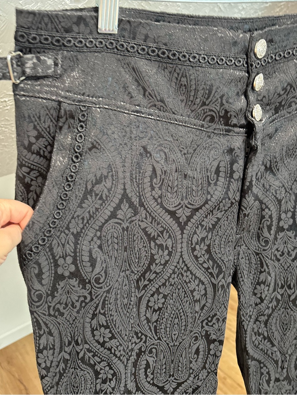 Vatpave black jacquard gothic pants, size XL. - Picture 3 of 9